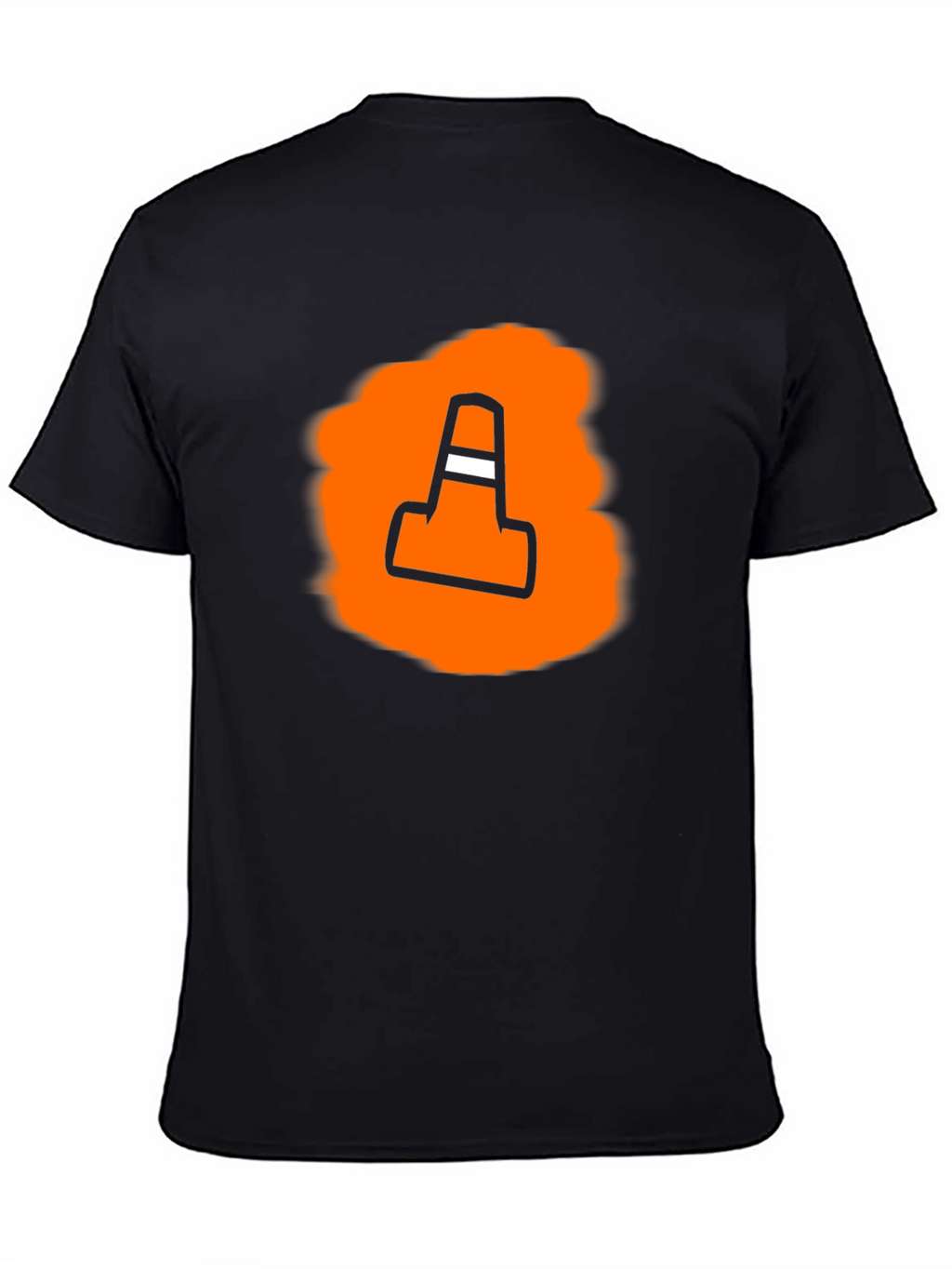 Traffic Cone Graphic Tee - Black Cotton Casual Shirt