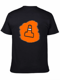 Traffic Cone Graphic Tee - Black Cotton Casual Shirt