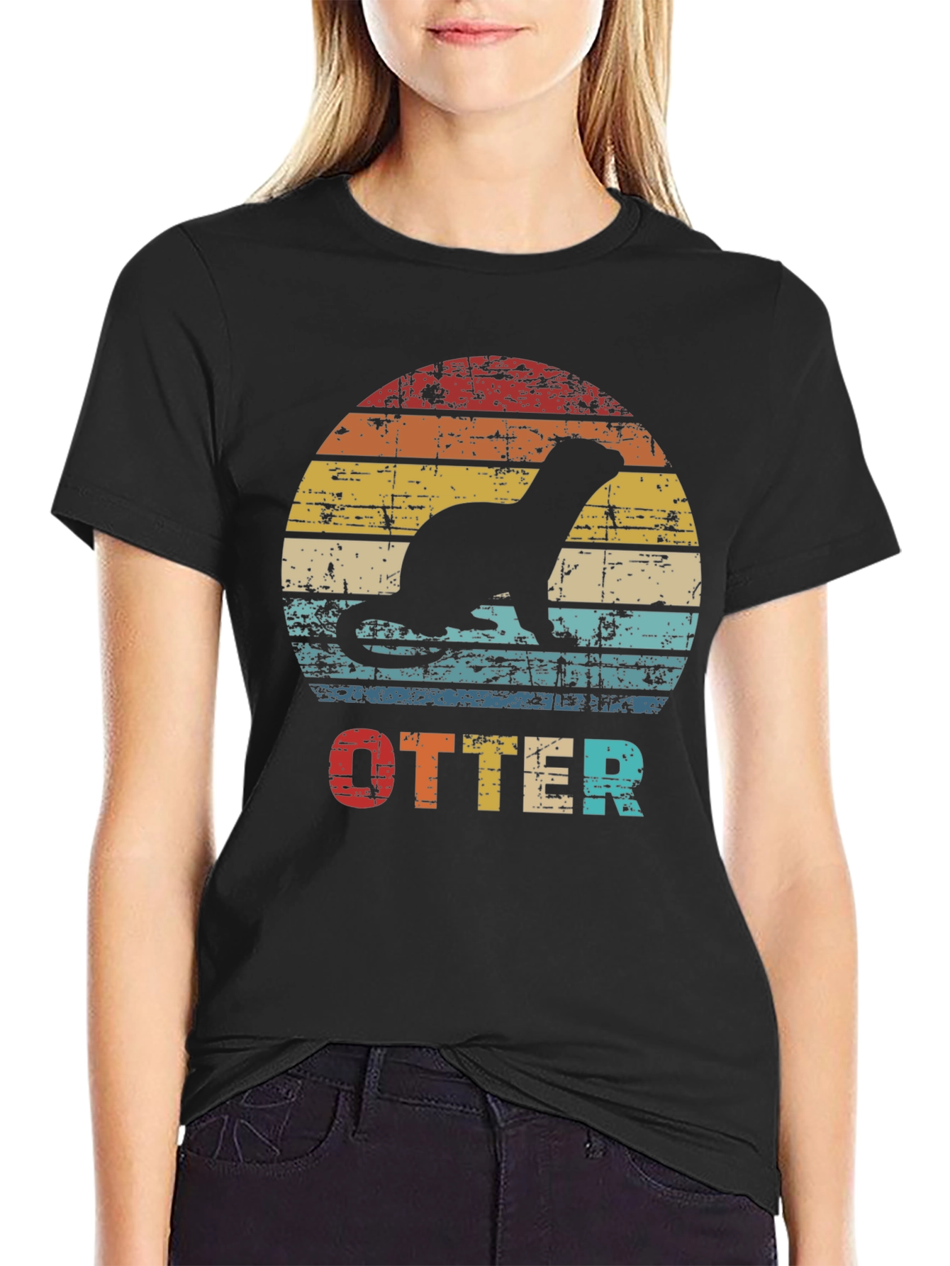 Retro Otter Silhouette T-Shirt - Vintage Style Tee