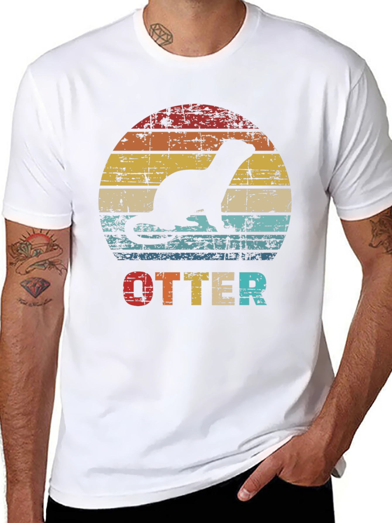 Retro Otter Silhouette T-Shirt - Vintage Style Tee