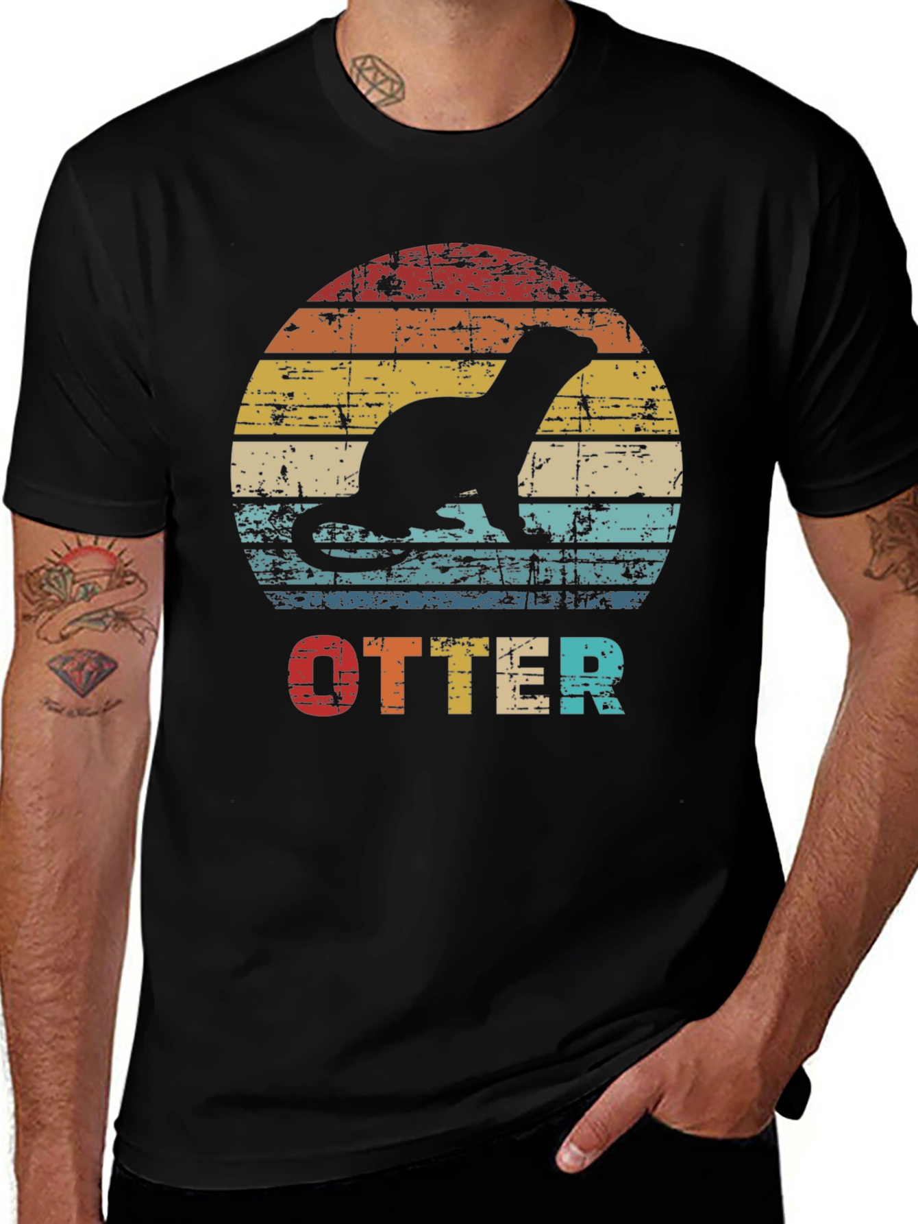 Retro Otter Silhouette T-Shirt - Vintage Style Tee