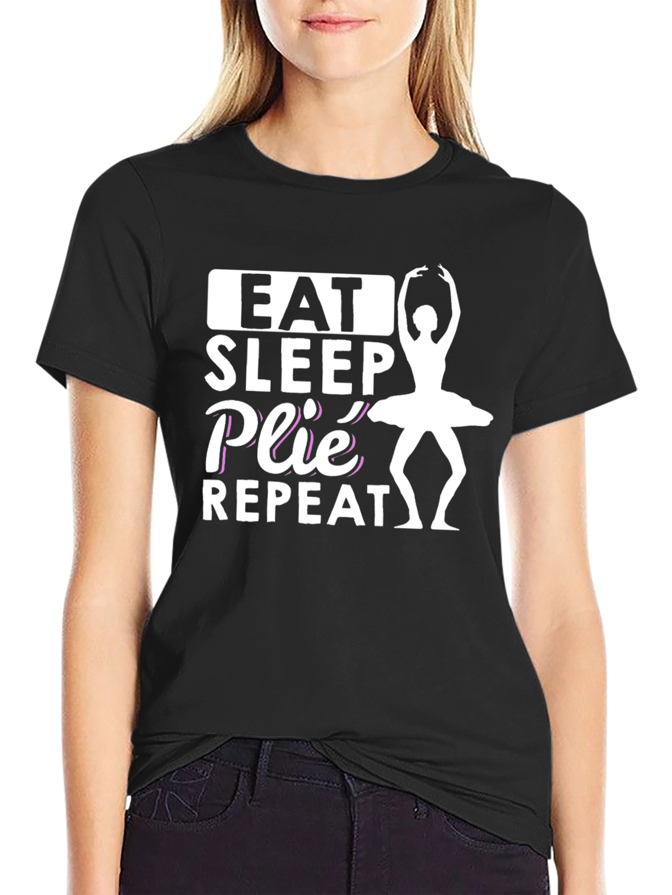 Eat Sleep Plie Repeat Black T-Shirt