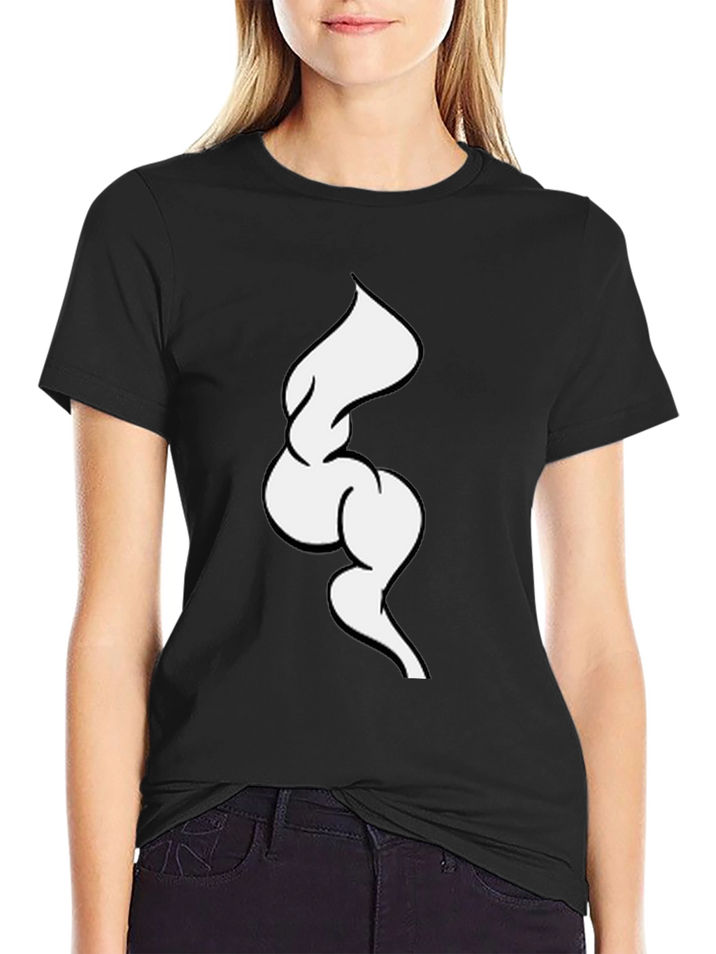 Abstract White Swirl on Black Tee