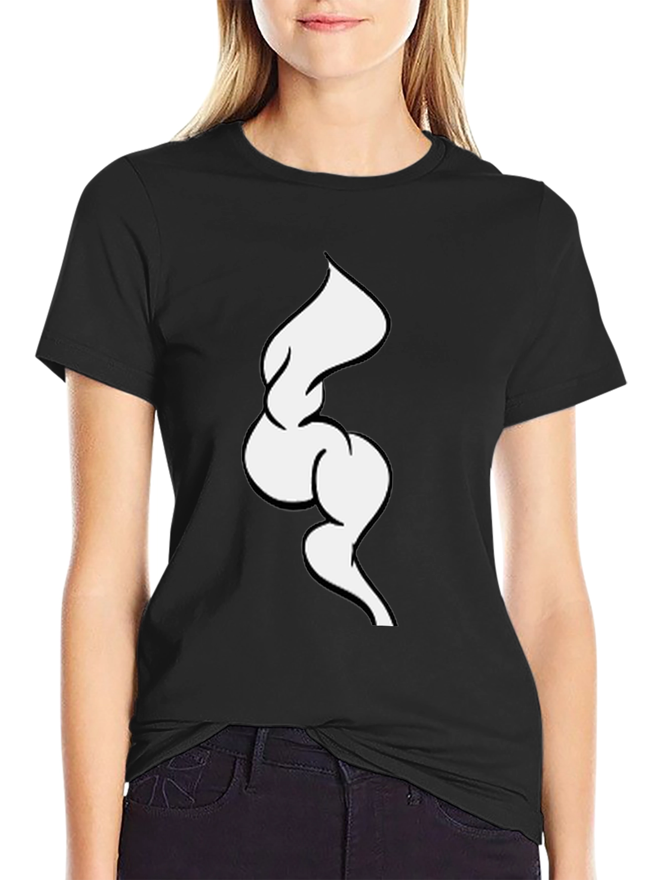 Abstract White Swirl on Black Tee