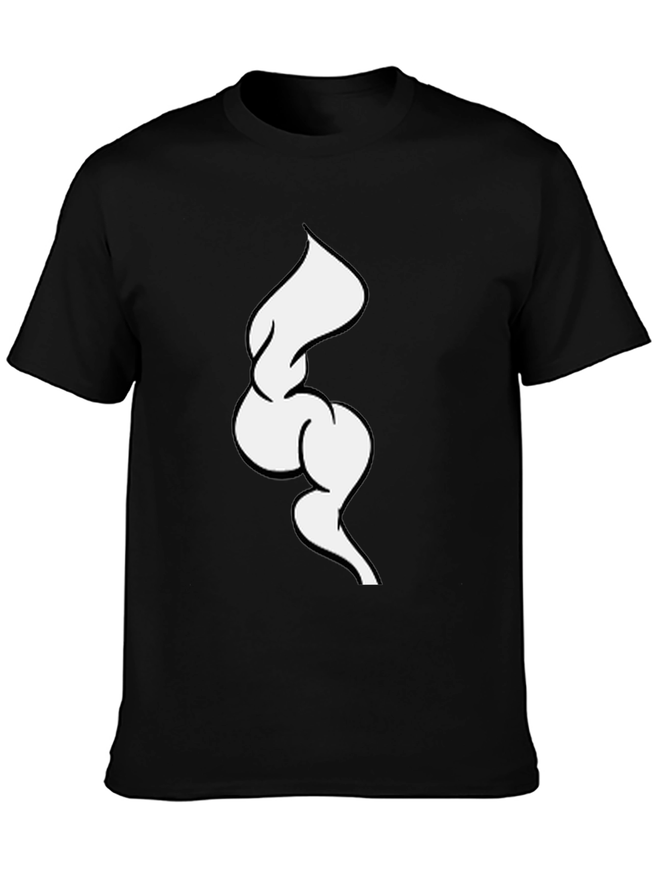 Abstract White Swirl on Black Tee