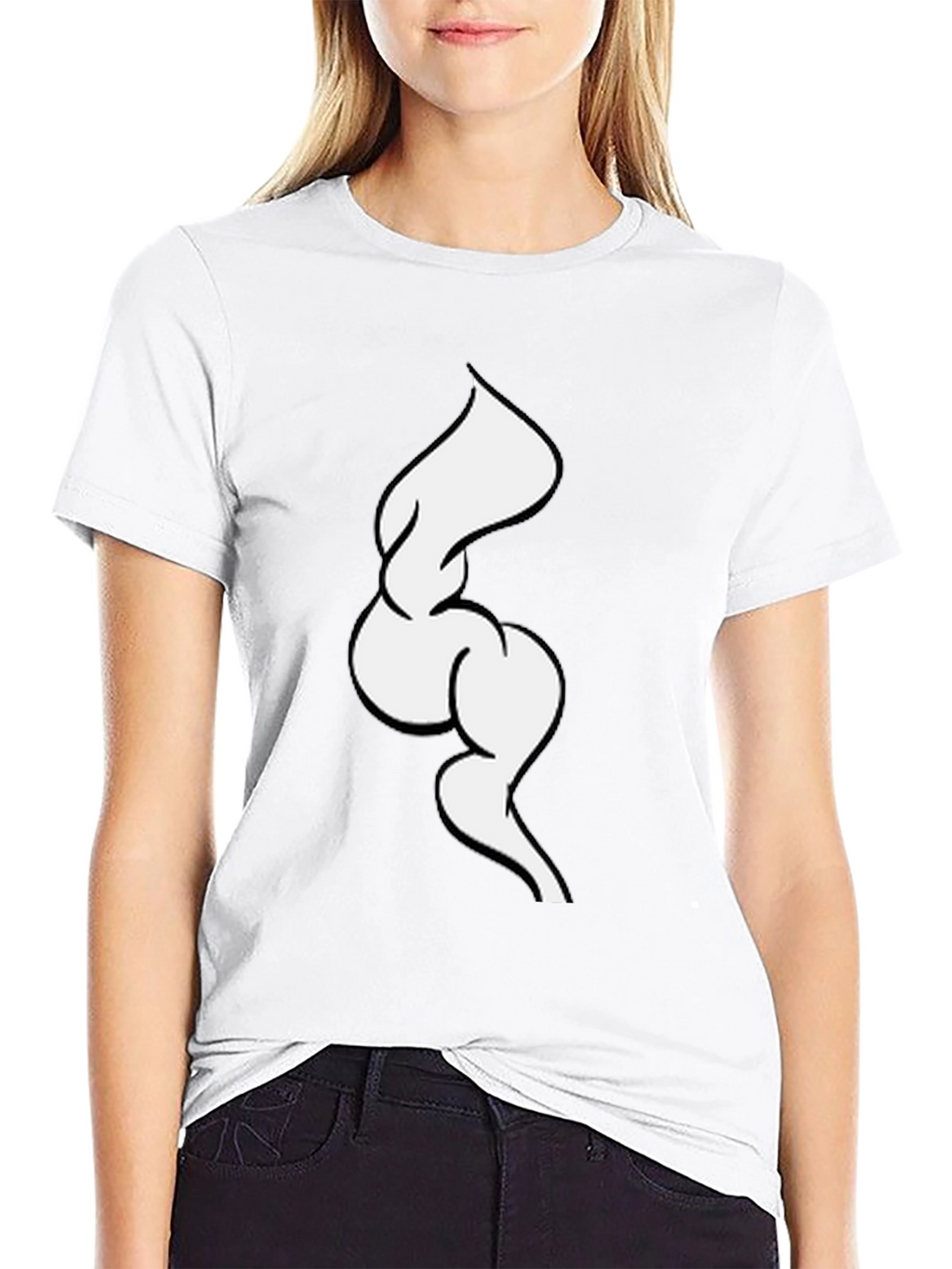 Abstract White Swirl on Black Tee