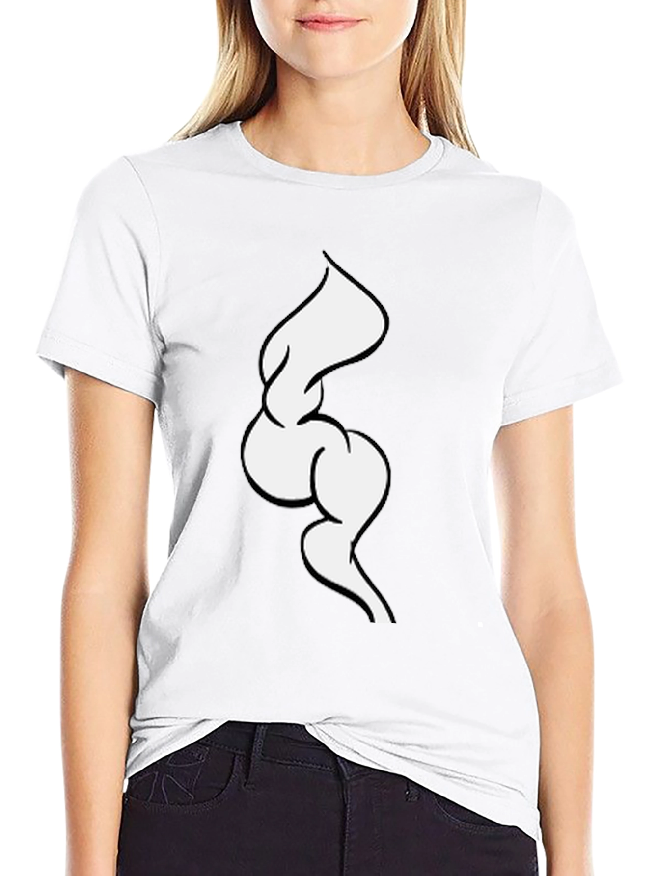 Abstract White Swirl on Black Tee
