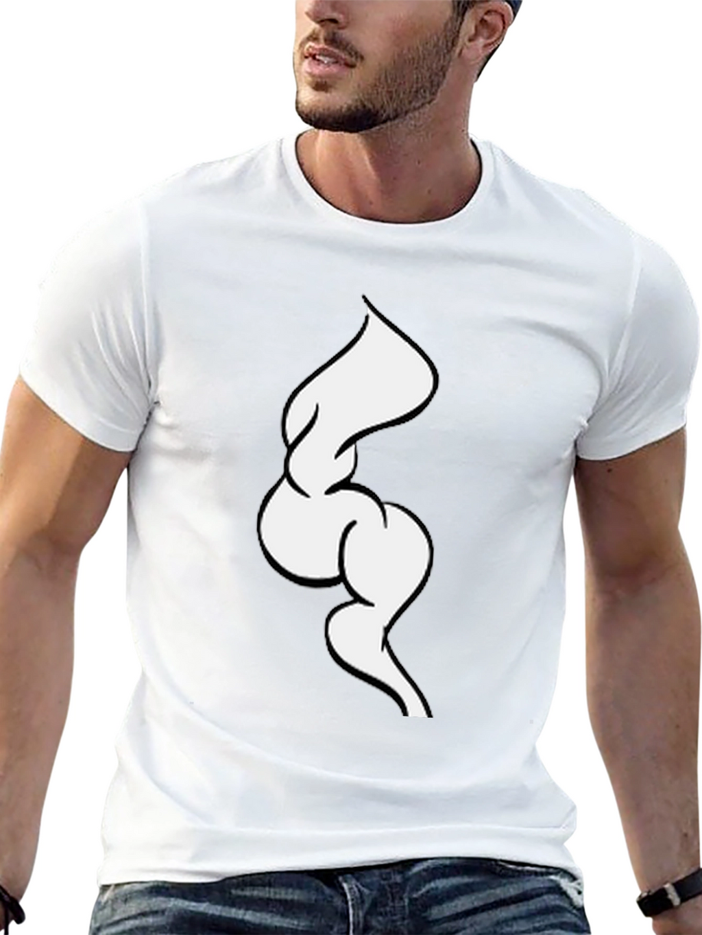 Abstract White Swirl on Black Tee