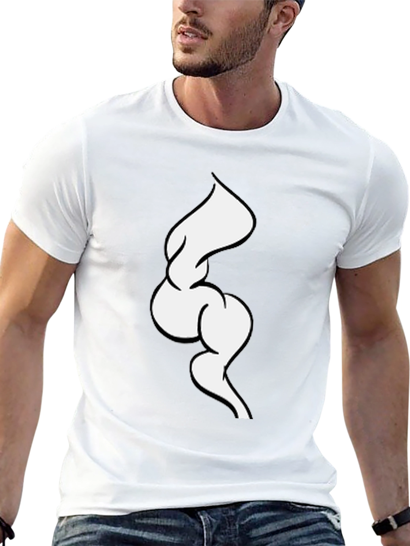Abstract White Swirl on Black Tee