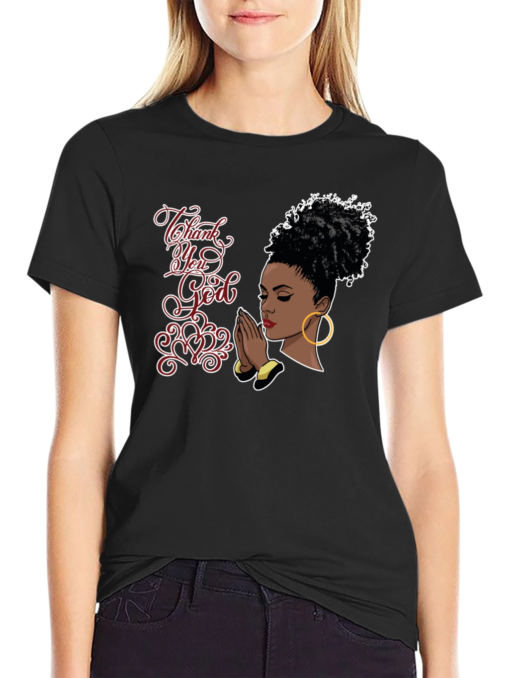 Thank You God Graphic Black T-Shirt