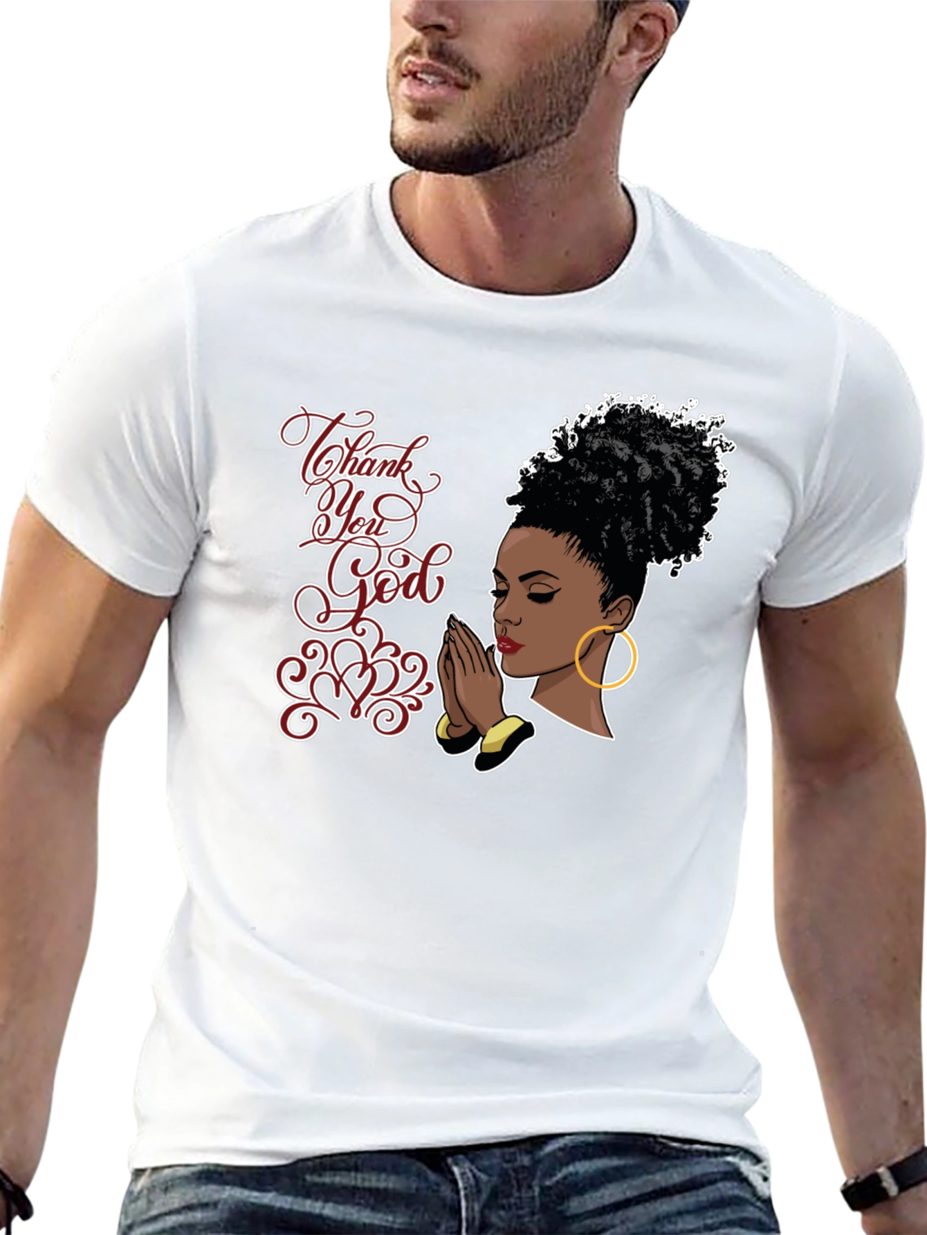 Thank You God Graphic Black T-Shirt