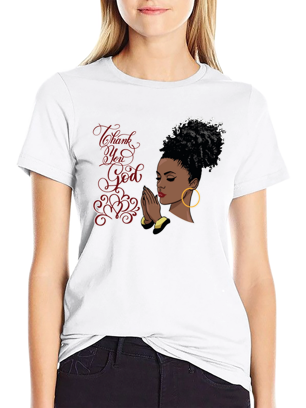 Thank You God Graphic Black T-Shirt