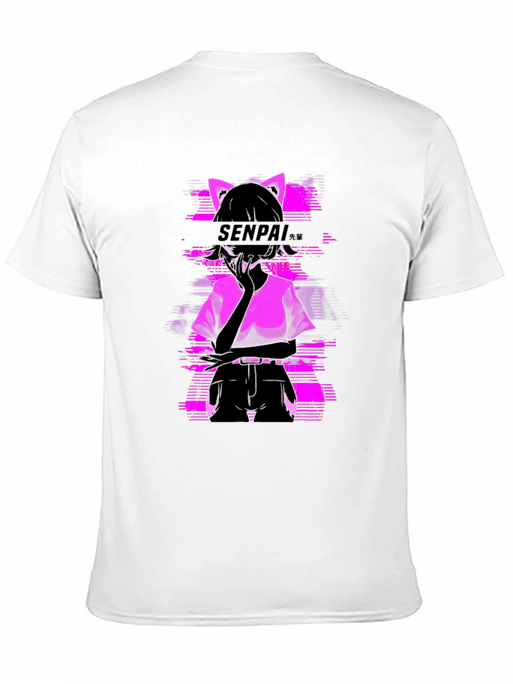 Senpai Anime Girl Graphic Tee - Black Cotton T-Shirt