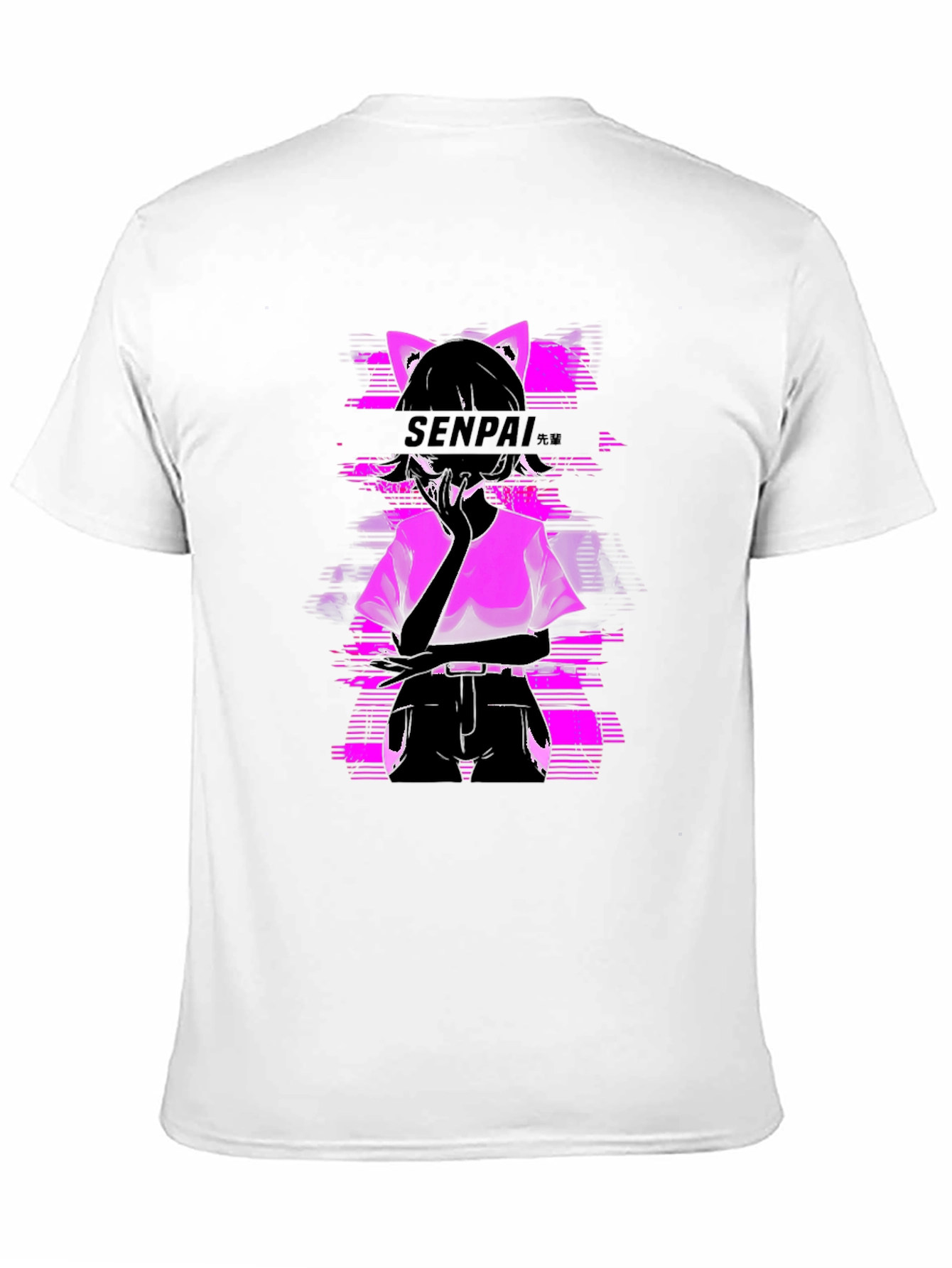 Senpai Anime Girl Graphic Tee - Black Cotton T-Shirt