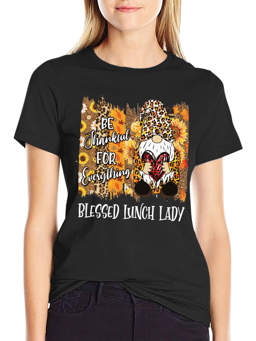 Blessed Lunch Lady Thanksgiving Gnome T-Shirt