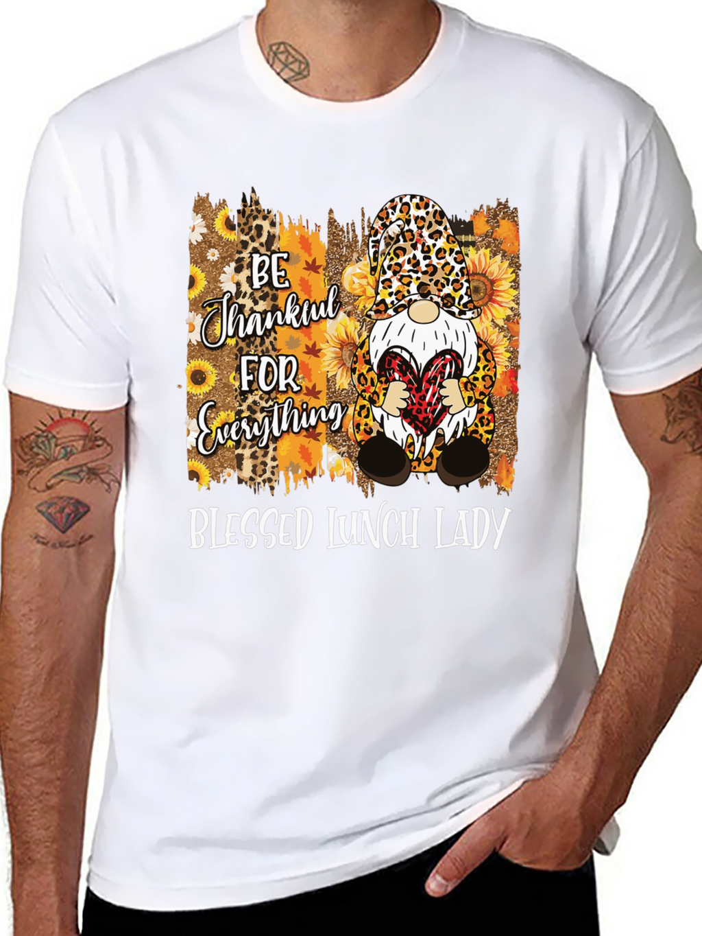 Blessed Lunch Lady Thanksgiving Gnome T-Shirt