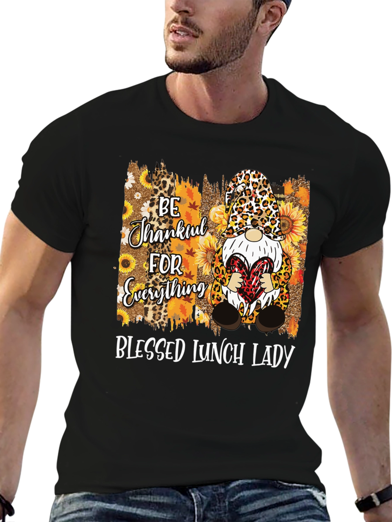 Blessed Lunch Lady Thanksgiving Gnome T-Shirt