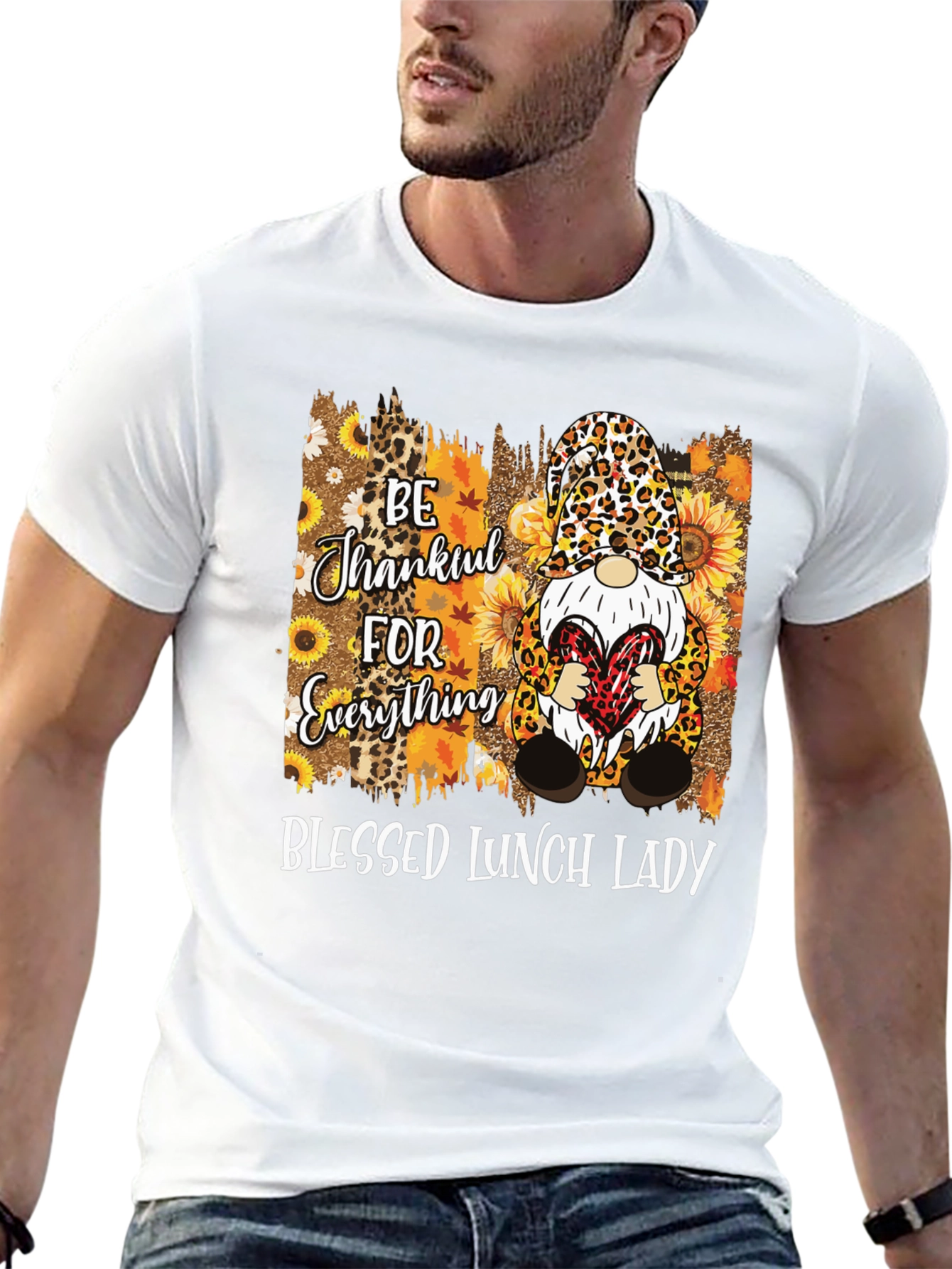 Blessed Lunch Lady Thanksgiving Gnome T-Shirt