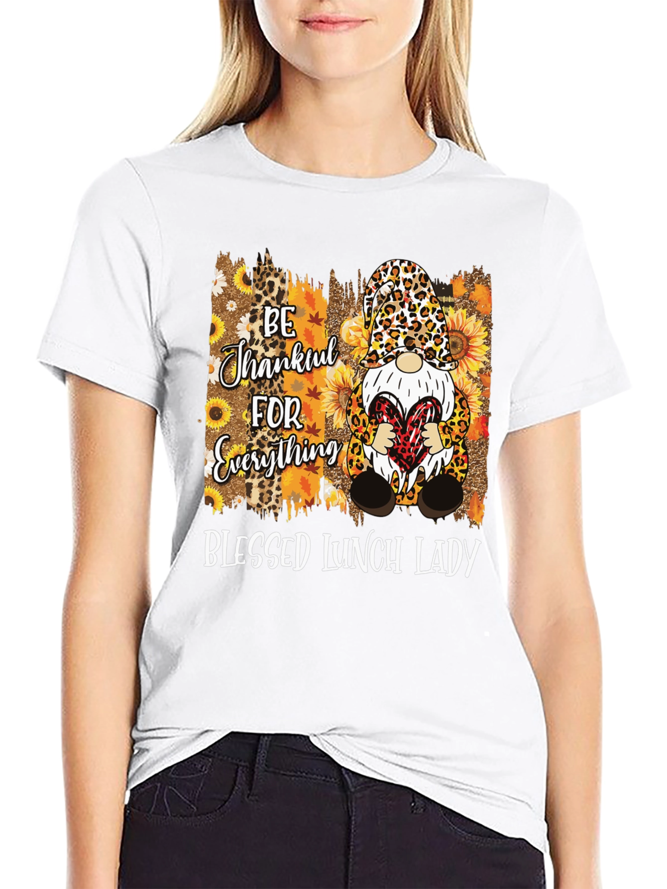 Blessed Lunch Lady Thanksgiving Gnome T-Shirt