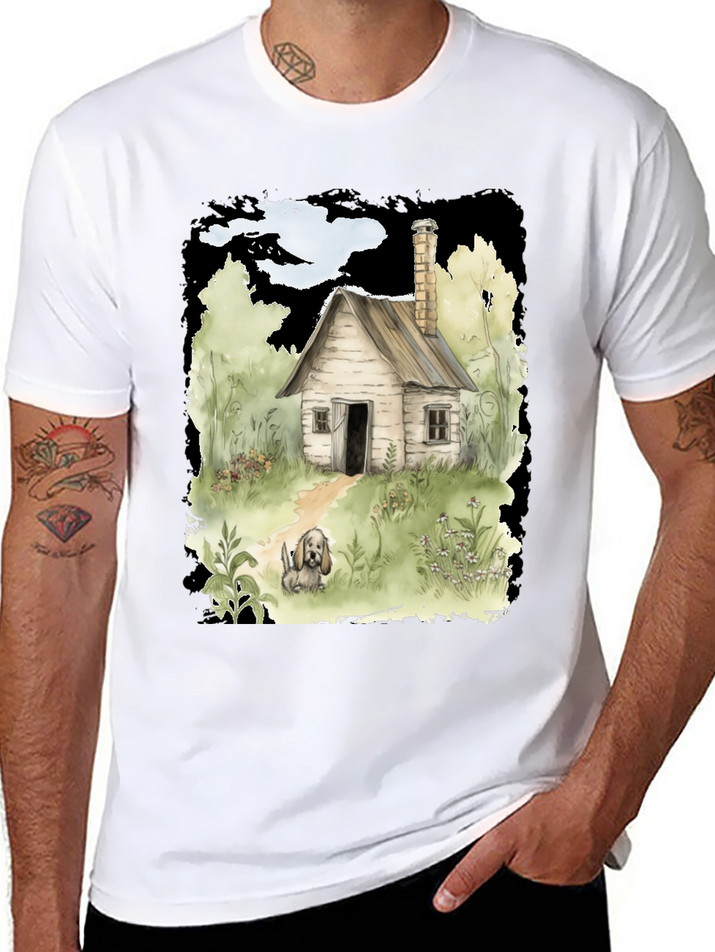 Cabin & Dog Graphic T-Shirt