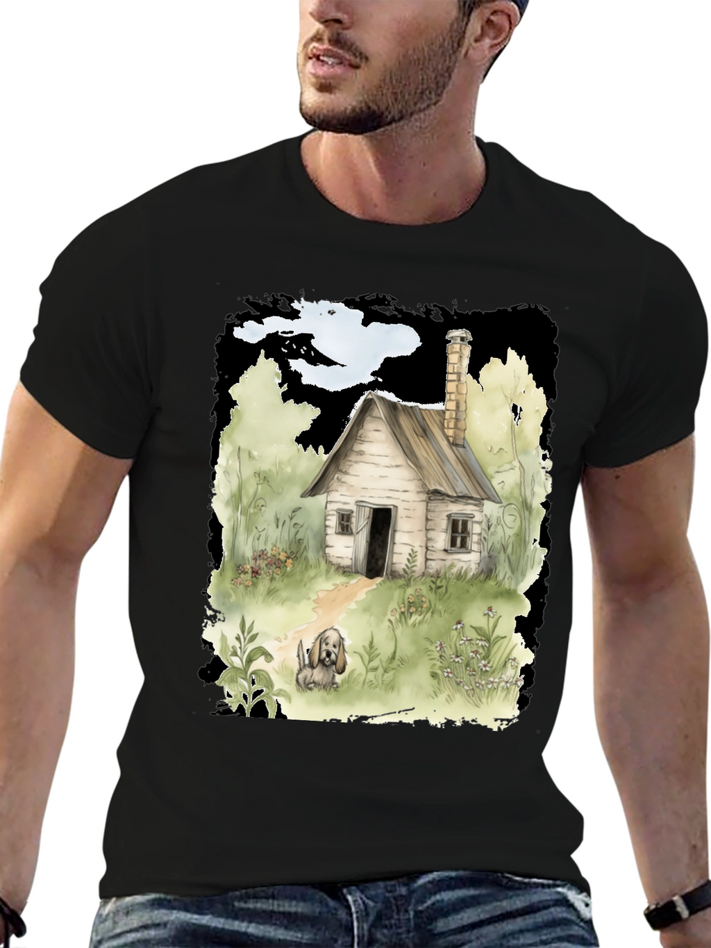 Cabin & Dog Graphic T-Shirt