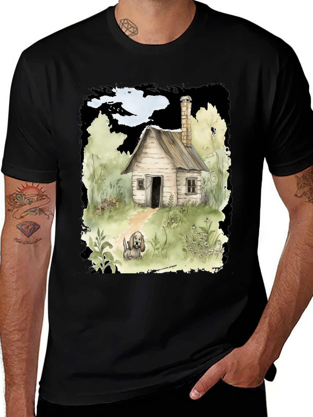 Cabin & Dog Graphic T-Shirt