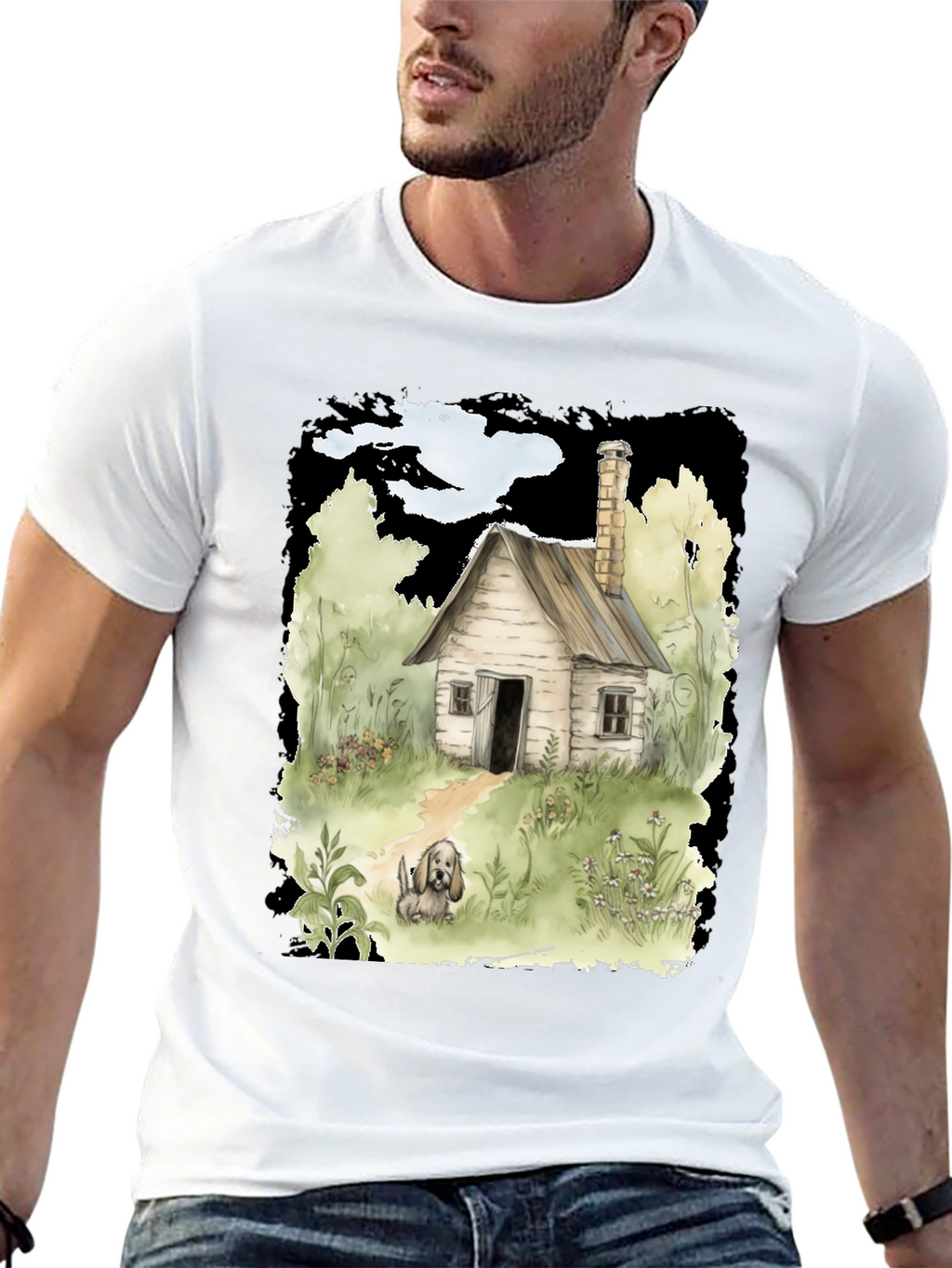 Cabin & Dog Graphic T-Shirt