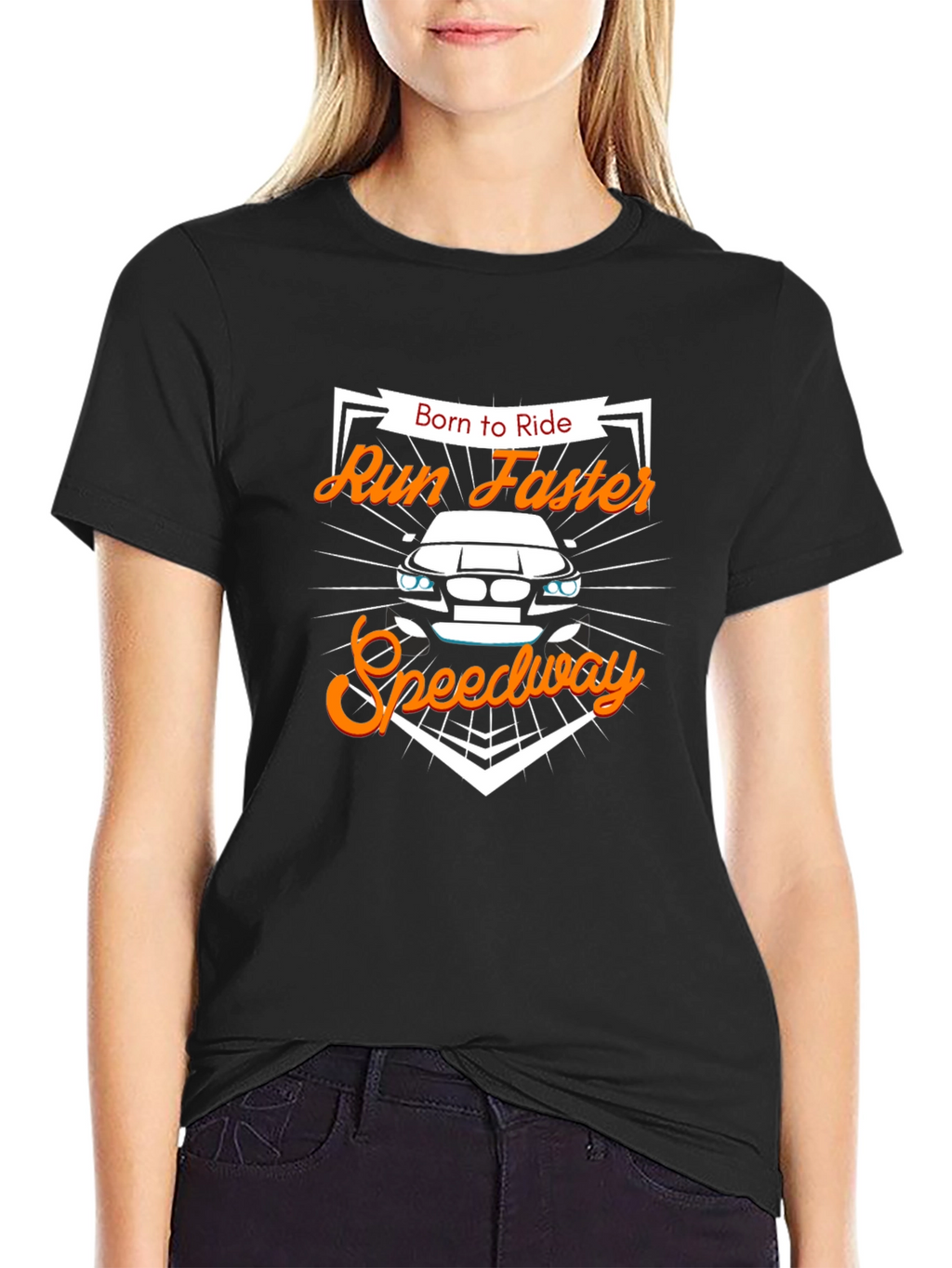 Born to Ride Run Faster Speedway Black T-Shirt
