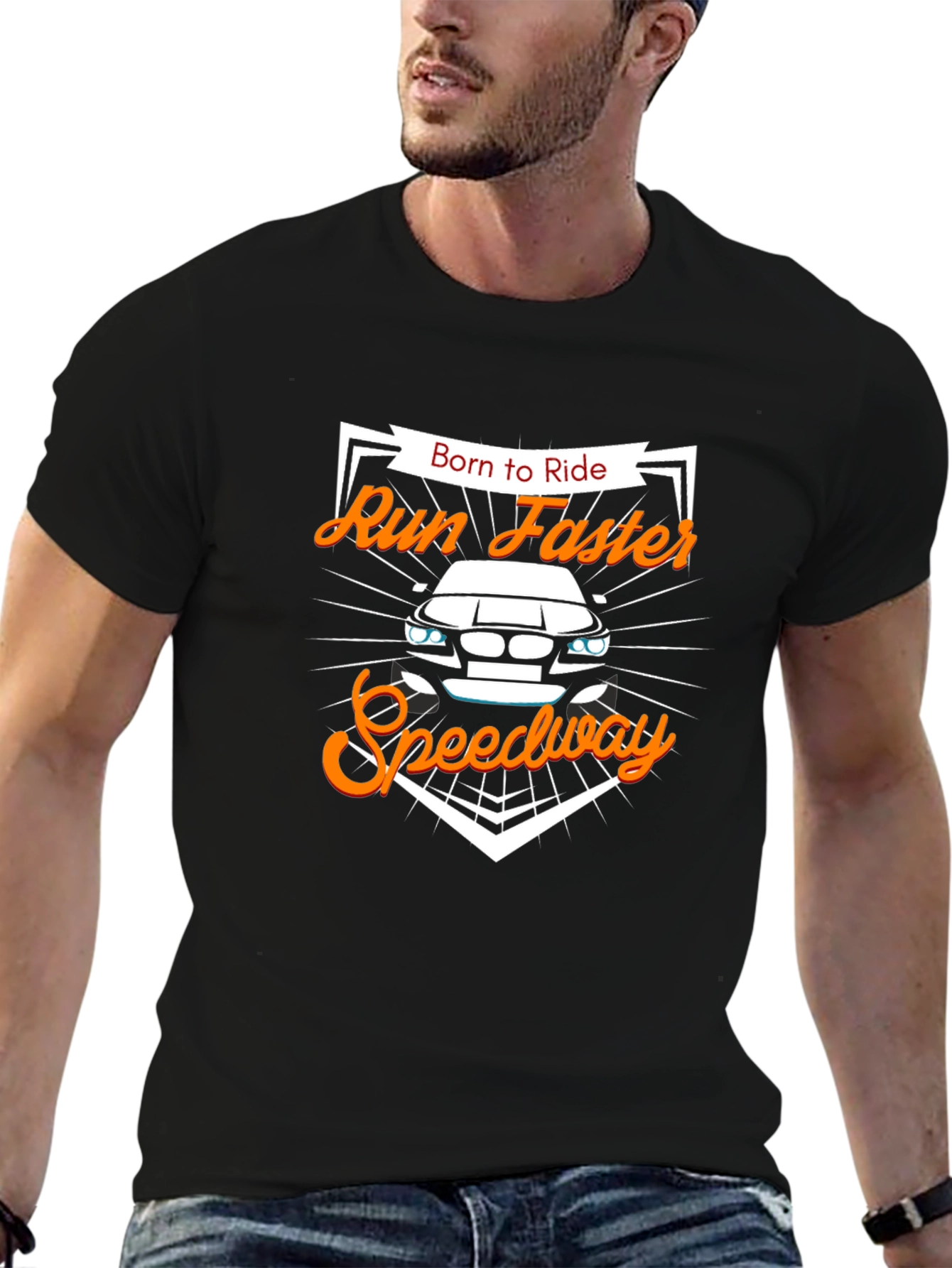 Born to Ride Run Faster Speedway Black T-Shirt