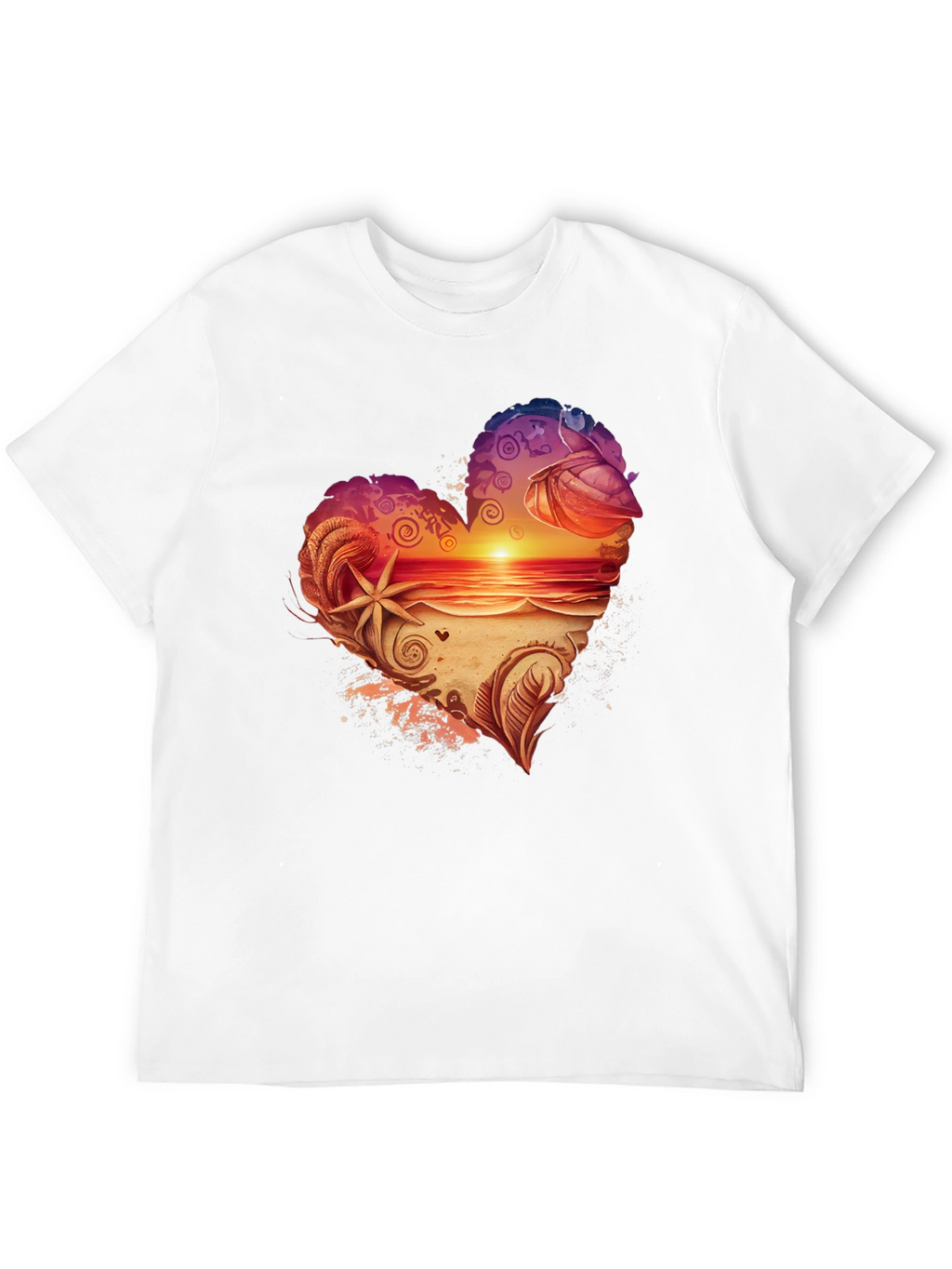 Heart Sunset Beach Graphic Tee - Black