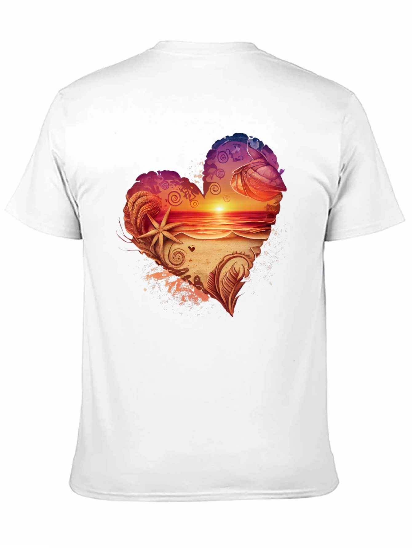 Heart Sunset Beach Graphic Tee - Black