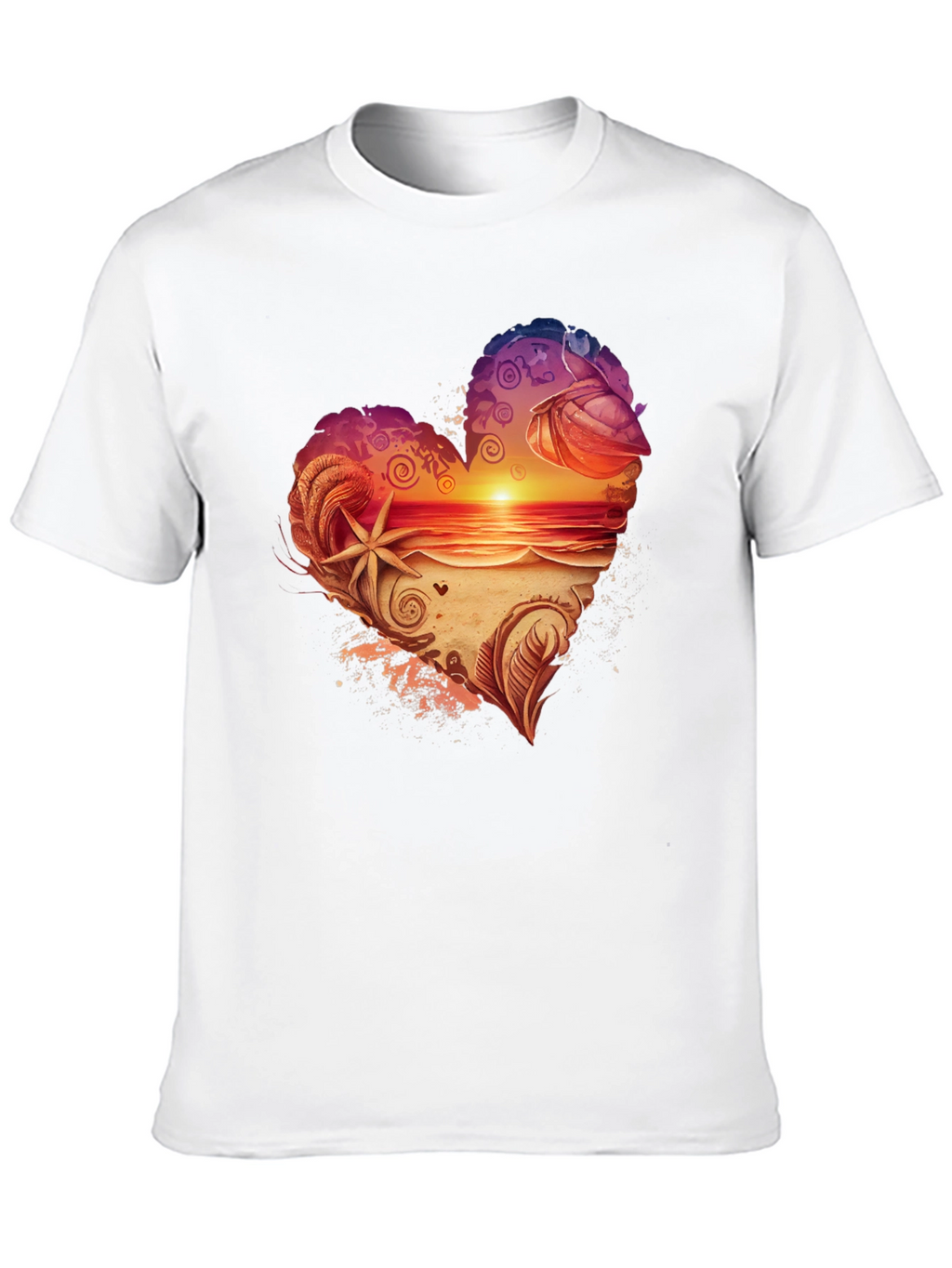 Heart Sunset Beach Graphic Tee - Black