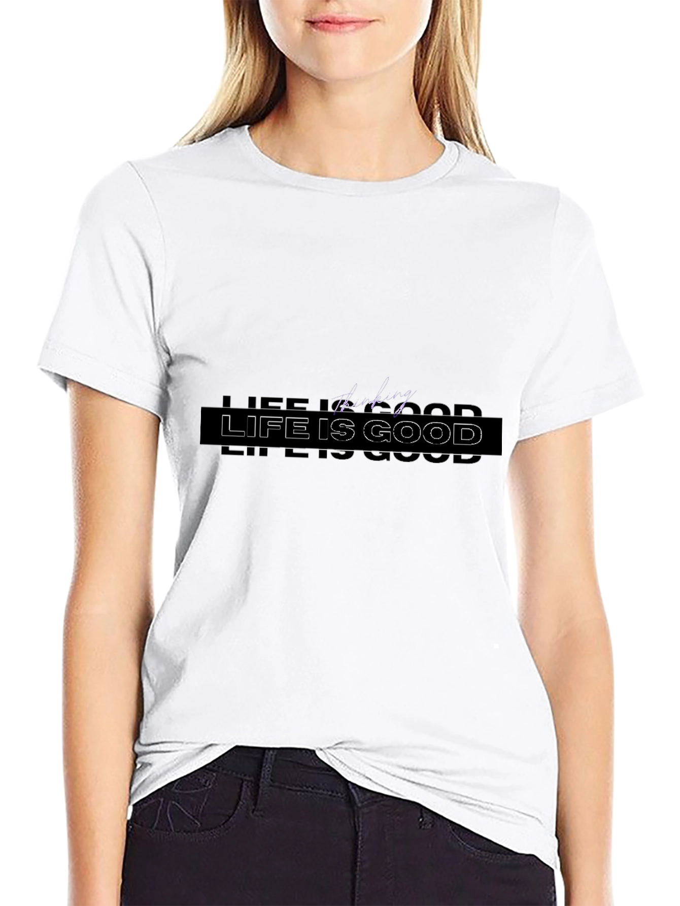 Life is Good Graphic Print Black T-Shirt