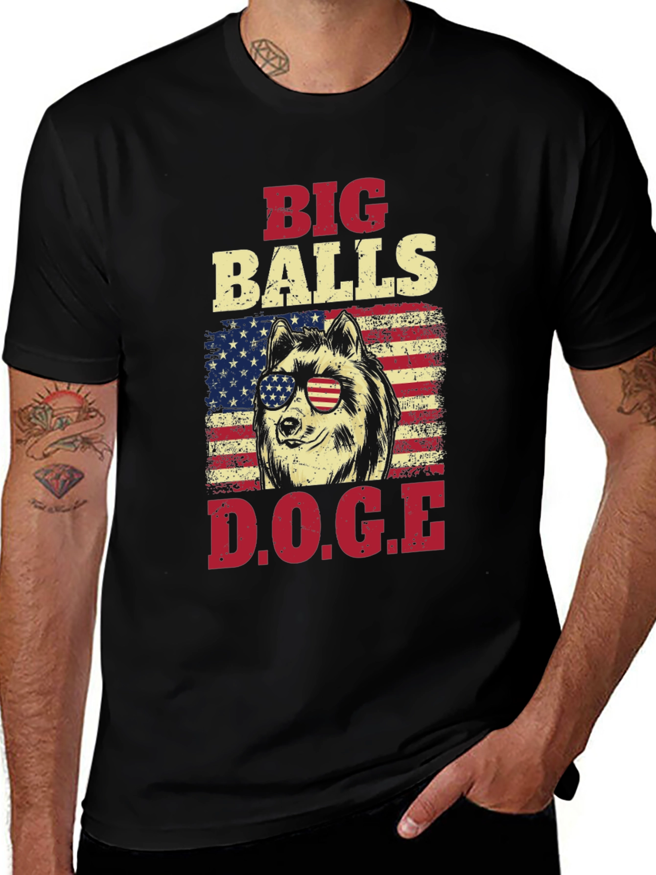 Big Balls DOGE Graphic T-Shirt - Patriotic Design