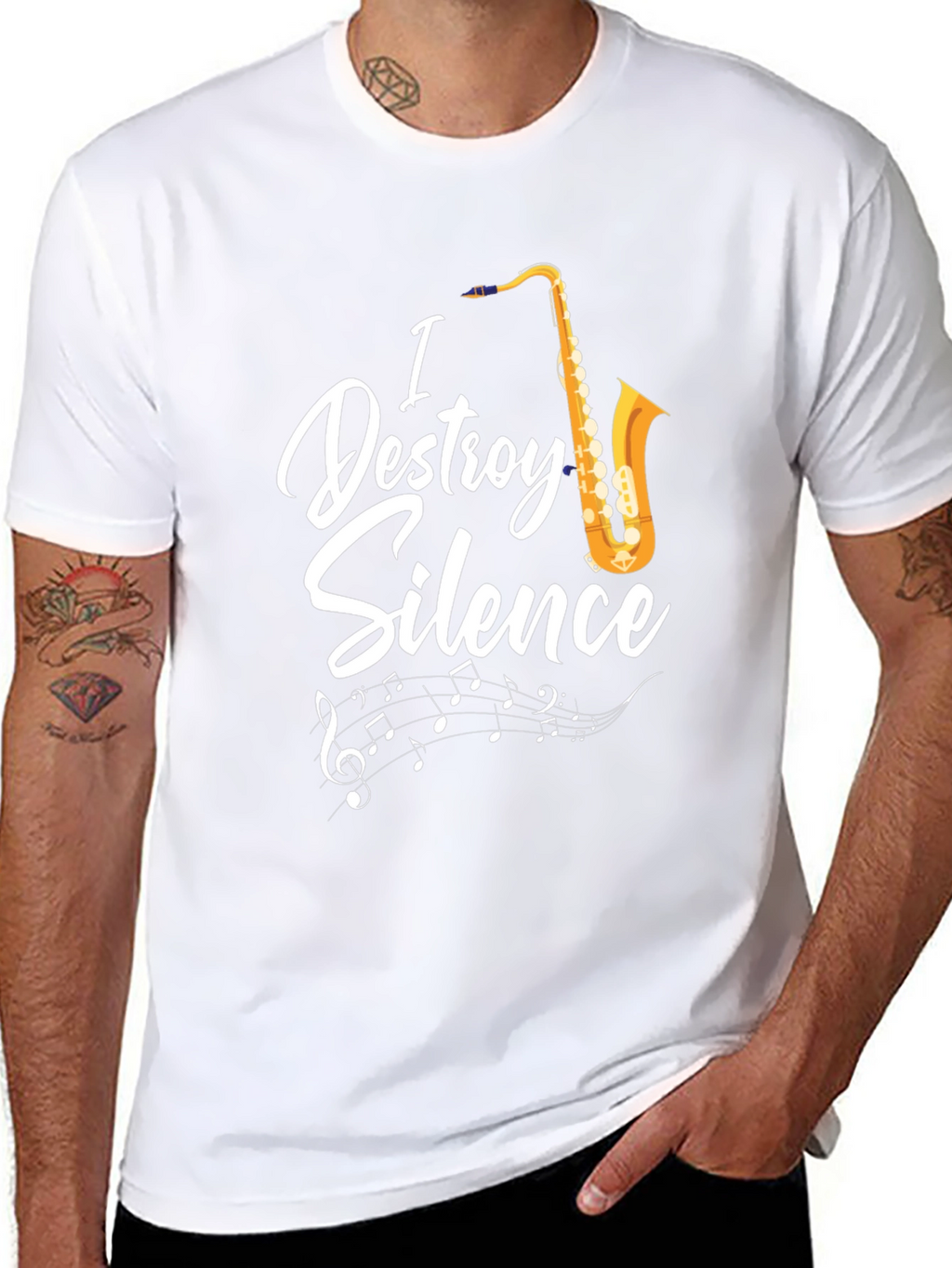 I Destroy Silence Saxophone Graphic T-Shirt
