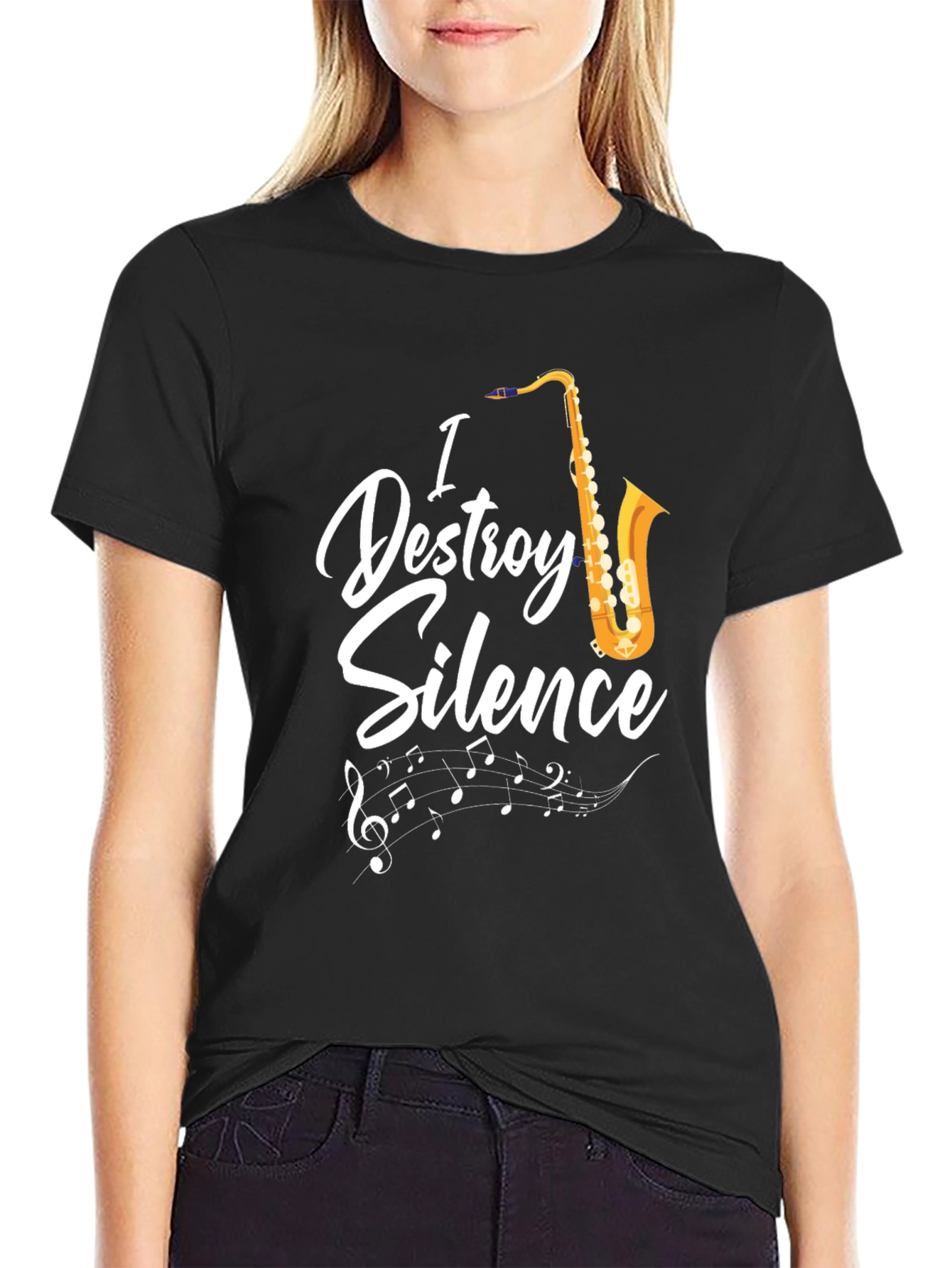 I Destroy Silence Saxophone Graphic T-Shirt