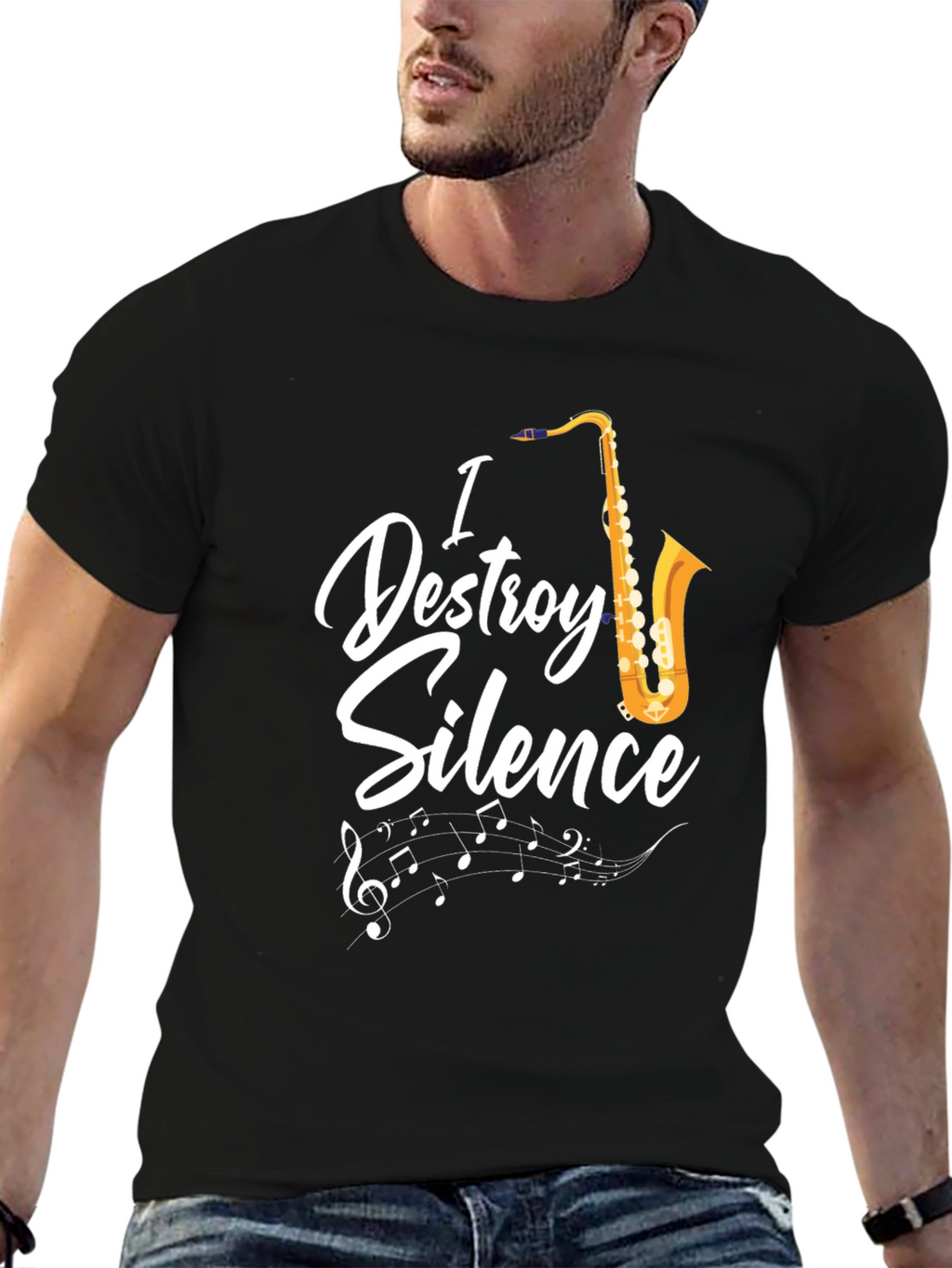 I Destroy Silence Saxophone Graphic T-Shirt