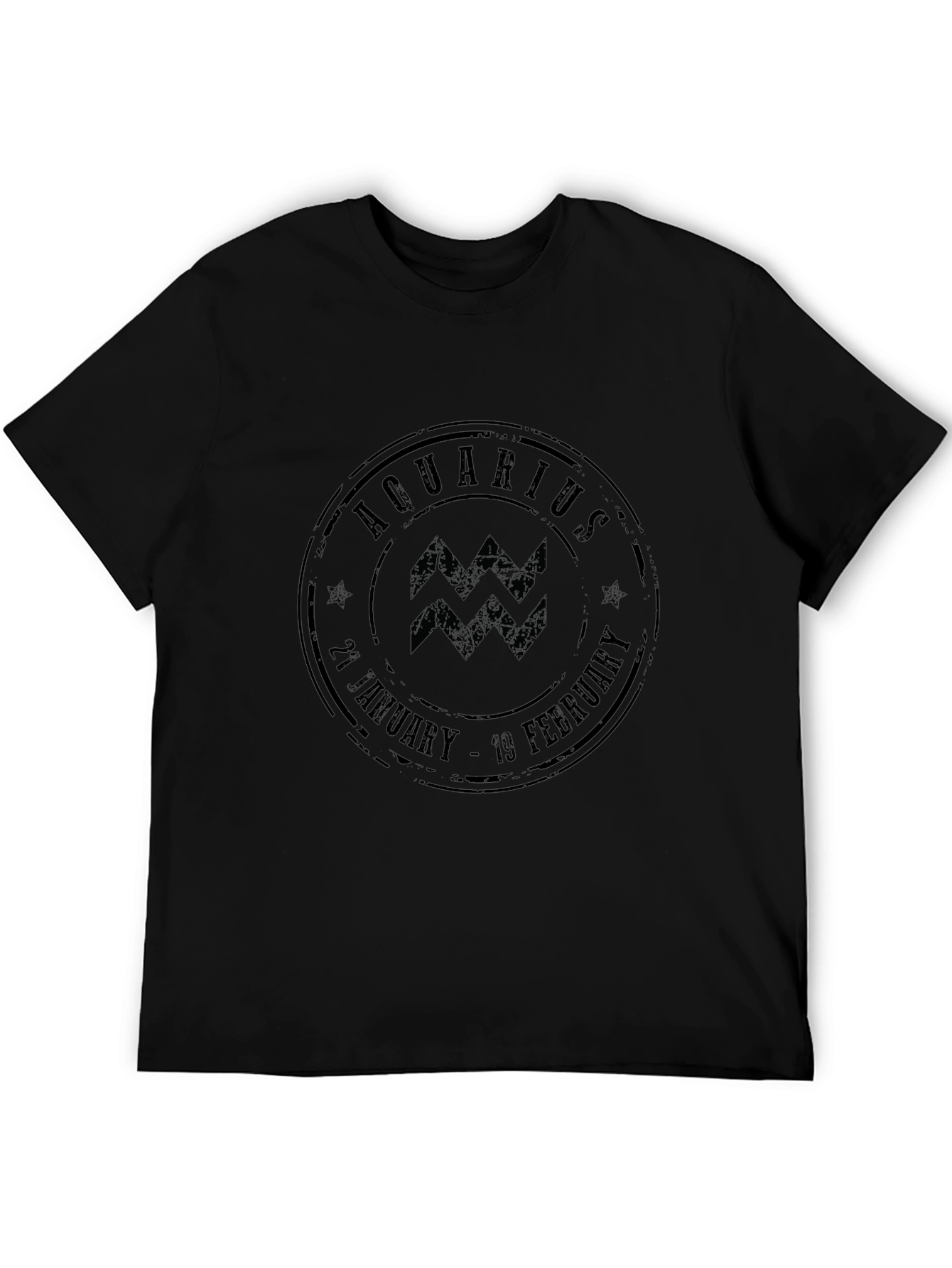 Aquarius Zodiac Stamp Black Graphic Tee