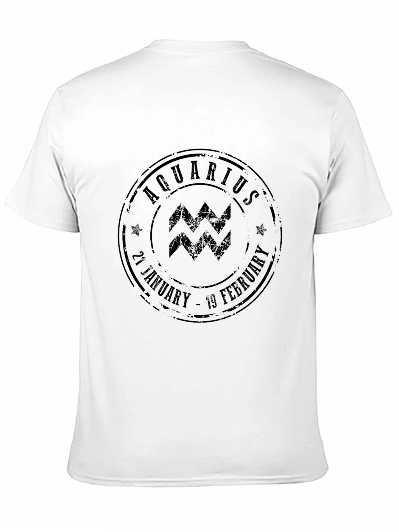 Aquarius Zodiac Stamp Black Graphic Tee