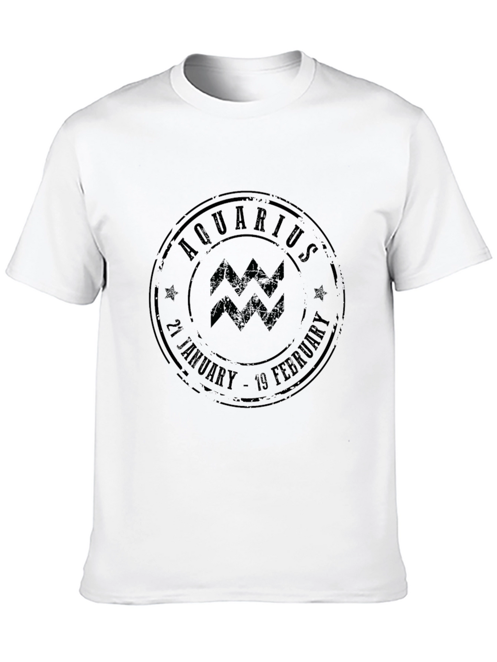 Aquarius Zodiac Stamp Black Graphic Tee