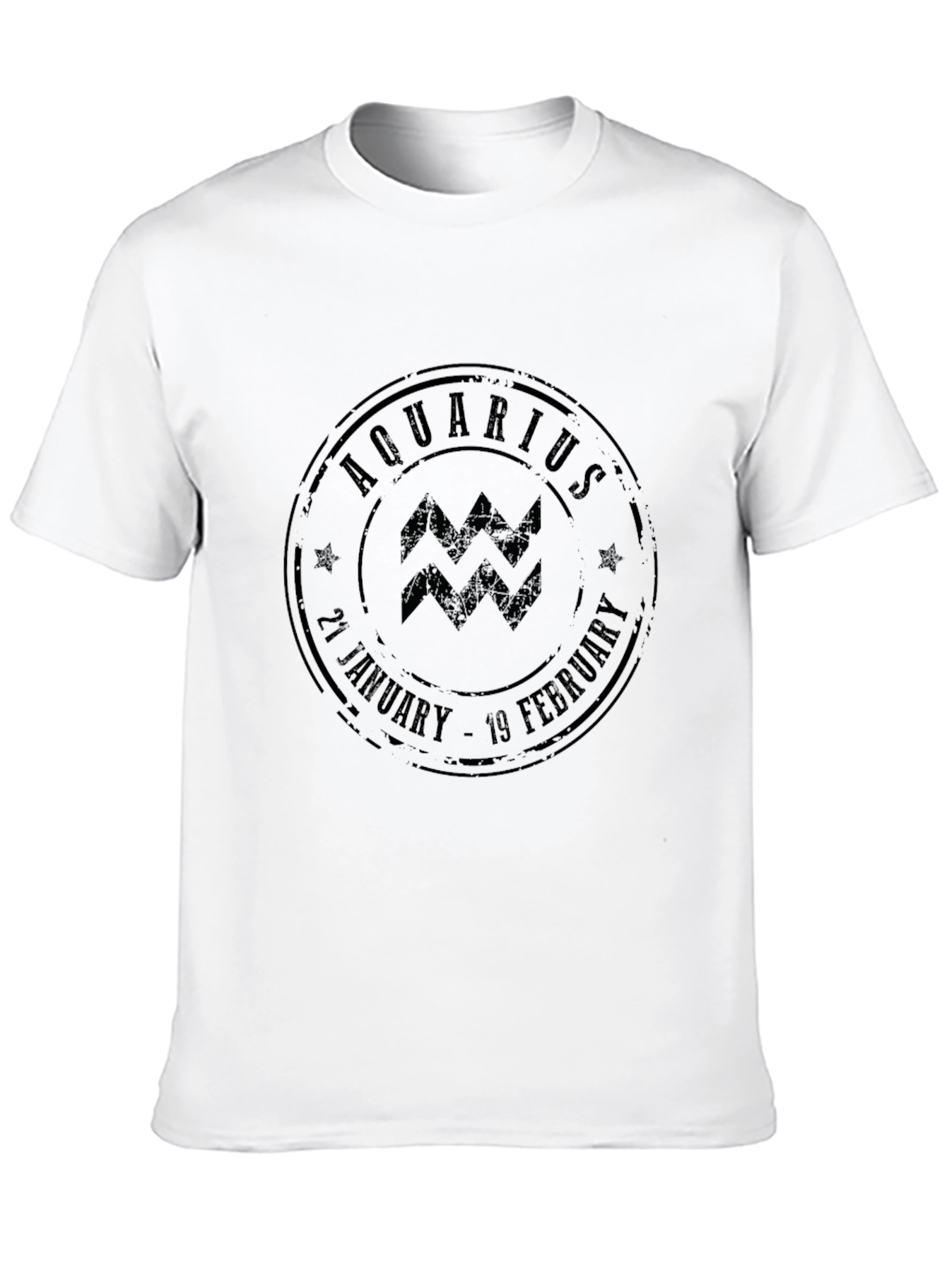Aquarius Zodiac Stamp Black Graphic Tee