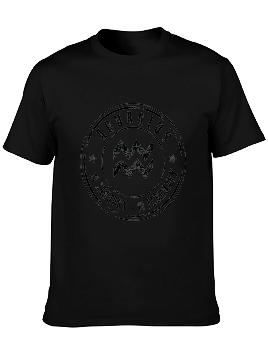 Aquarius Zodiac Stamp Black Graphic Tee