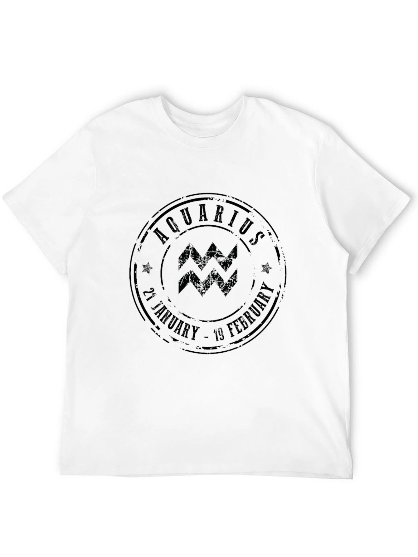 Aquarius Zodiac Stamp Black Graphic Tee