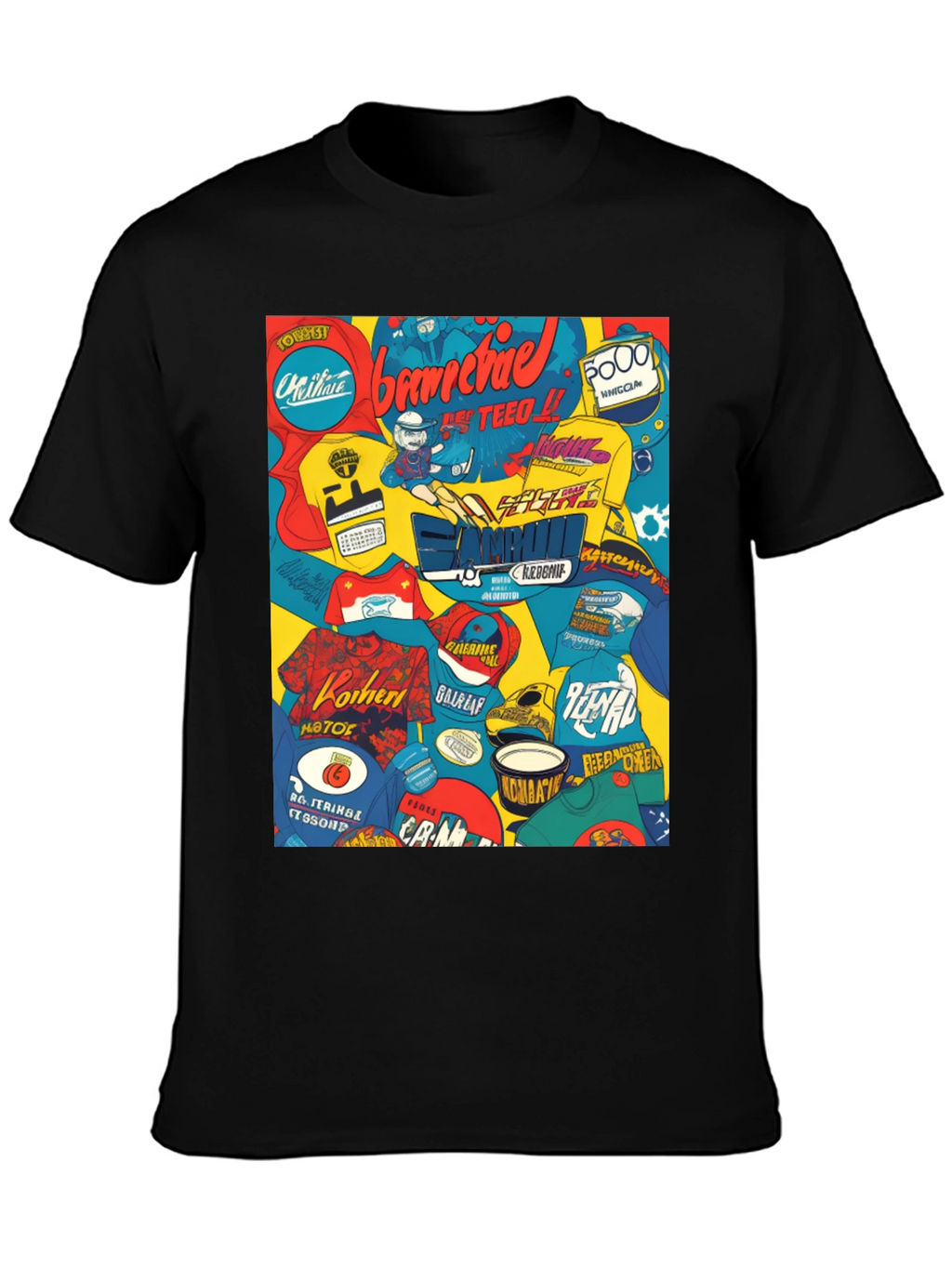 Graphic Print T-Shirt - Bold Collage Design