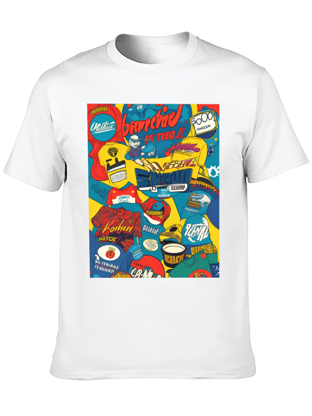 Graphic Print T-Shirt - Bold Collage Design
