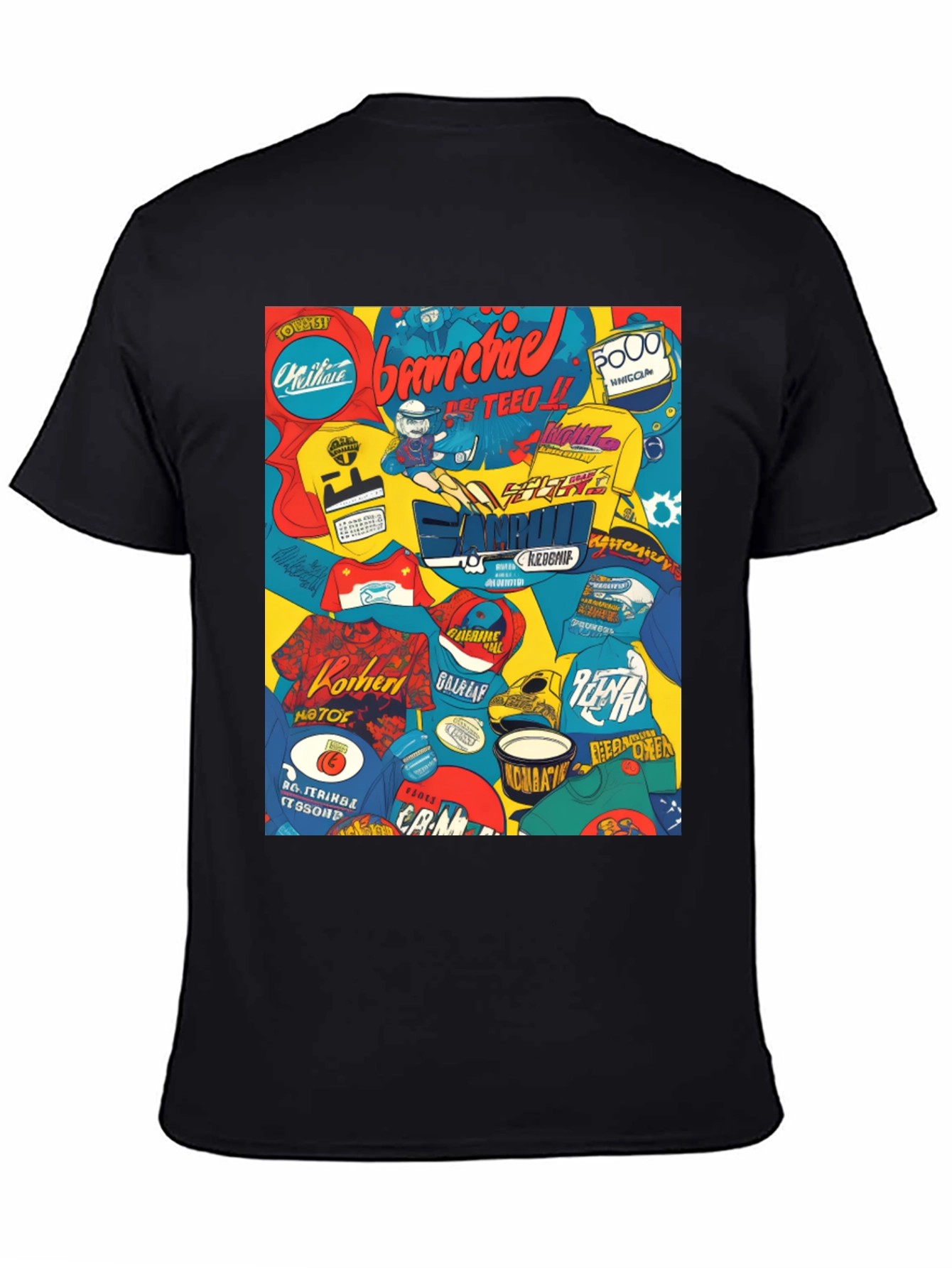 Graphic Print T-Shirt - Bold Collage Design