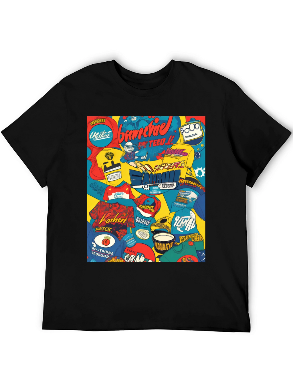 Graphic Print T-Shirt - Bold Collage Design