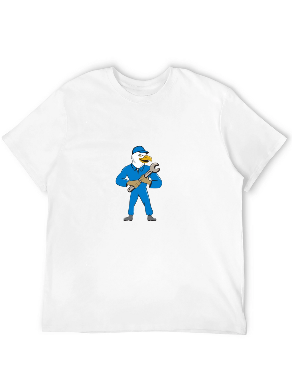 Eagle Mechanic Cartoon Black T-Shirt