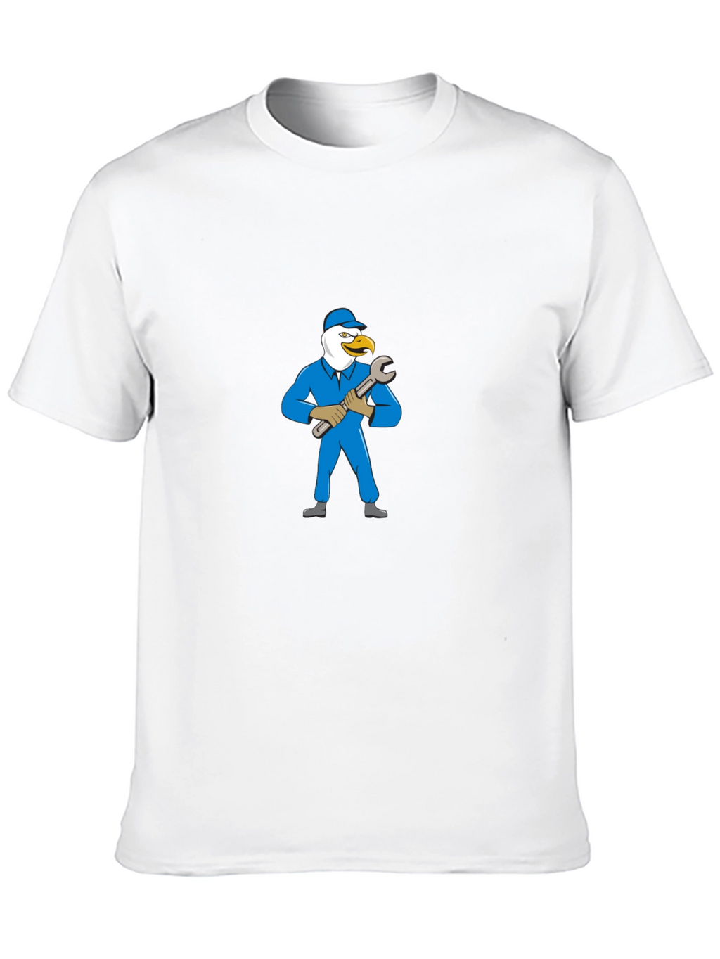 Eagle Mechanic Cartoon Black T-Shirt
