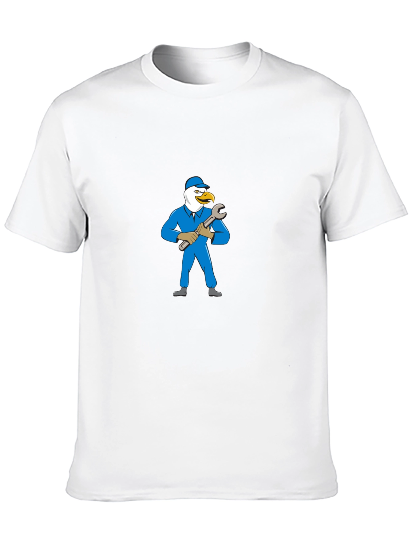 Eagle Mechanic Cartoon Black T-Shirt